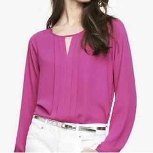 Express Women's Fuchsia Long Sleeve Blouse